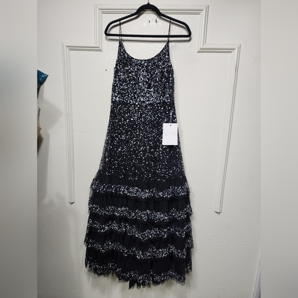 Mac Duggal 10883 Embellished Tiered Sequin Gown Dress 8 Wedding Formal Event - Picture 6 of 13